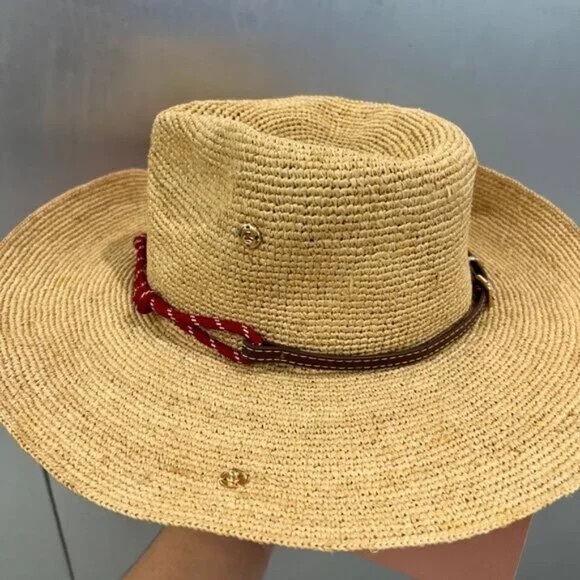Miu Miu Raffia Straw Hat Handmade 57cm Sun Hat - Picture 5 of 6